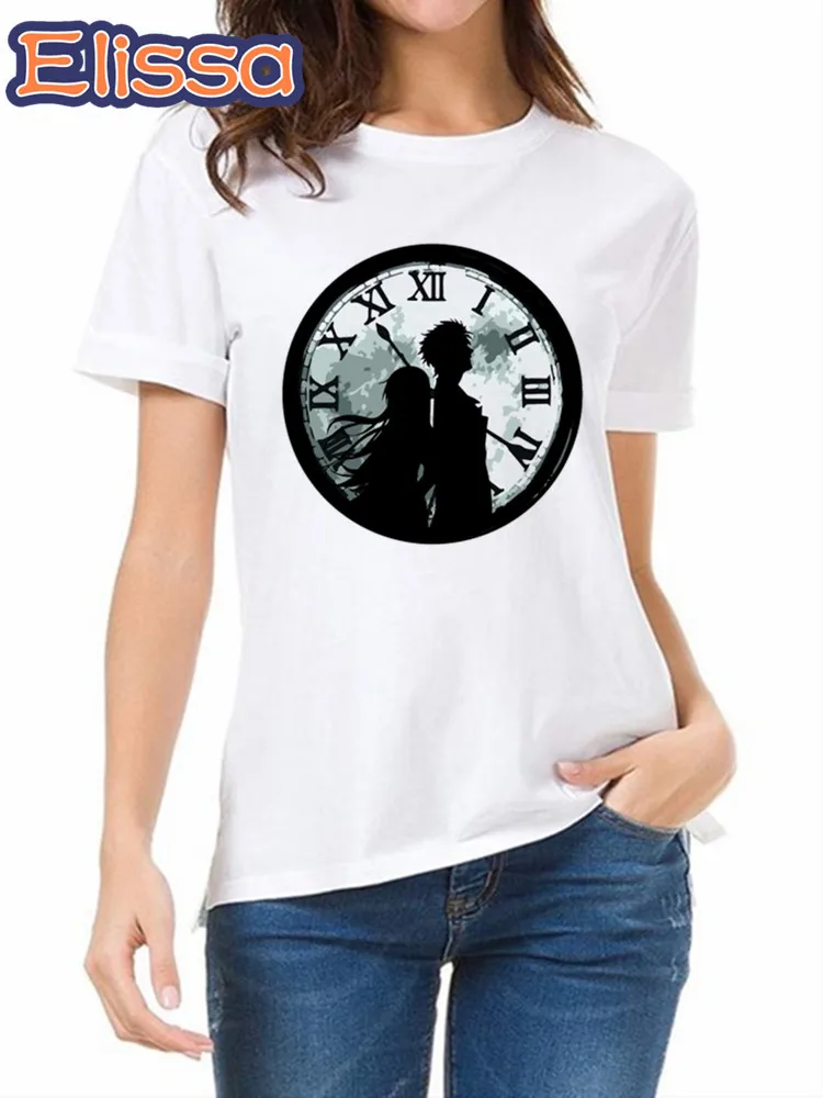 

Steins Gate Print Women T Shirt Summer Aesthetics Graphic Short Sleeve Polyester Shirts Clothing Tops Ullzang Anime Tees