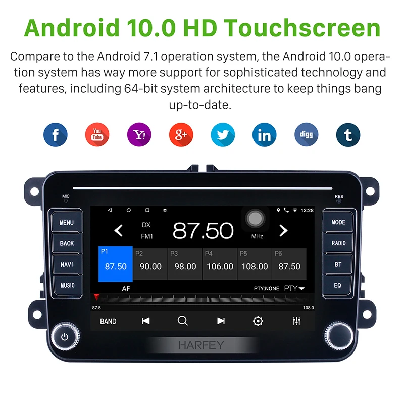 Автомобильный мультимедийный плеер Harfey универсальная мультимедийная система на