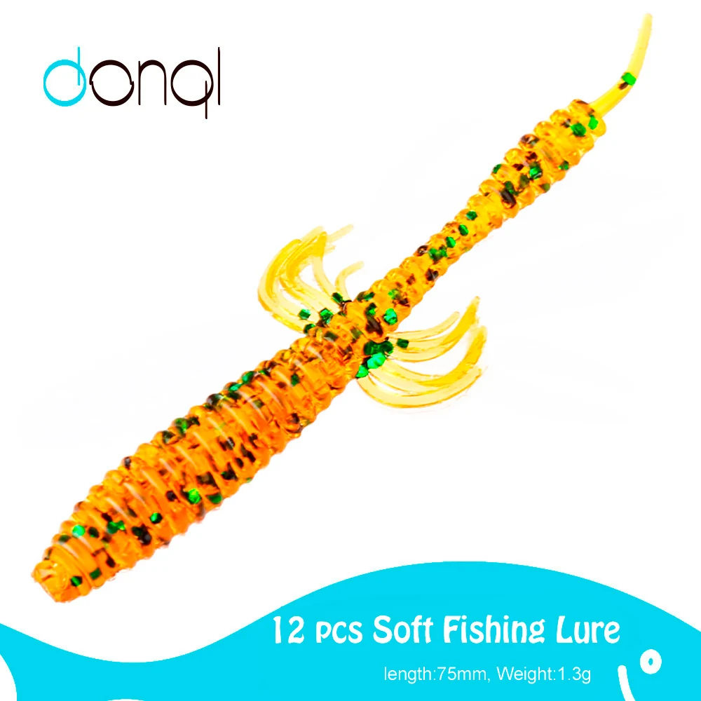 

Мягкие силиконовые приманки DONQL, 12 шт., приманка для джиггинга, 75 мм, 1,3 г, искусственный червь, воблеры, мягкие приманки, морской окунь, карп, р...