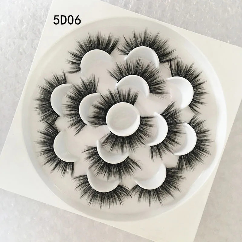 7Pairs/Box Handmade Beauty Faux Mink Eyelashes Lashes Thick Fluffy Makeup 3D Volume Natural Cils Extension Tool Wholesale | Красота и