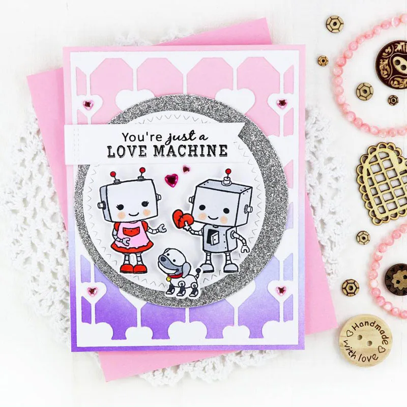 Любовь машина звуковой сигнал для вас высечка + чистый штамп прекрасный робот &amp