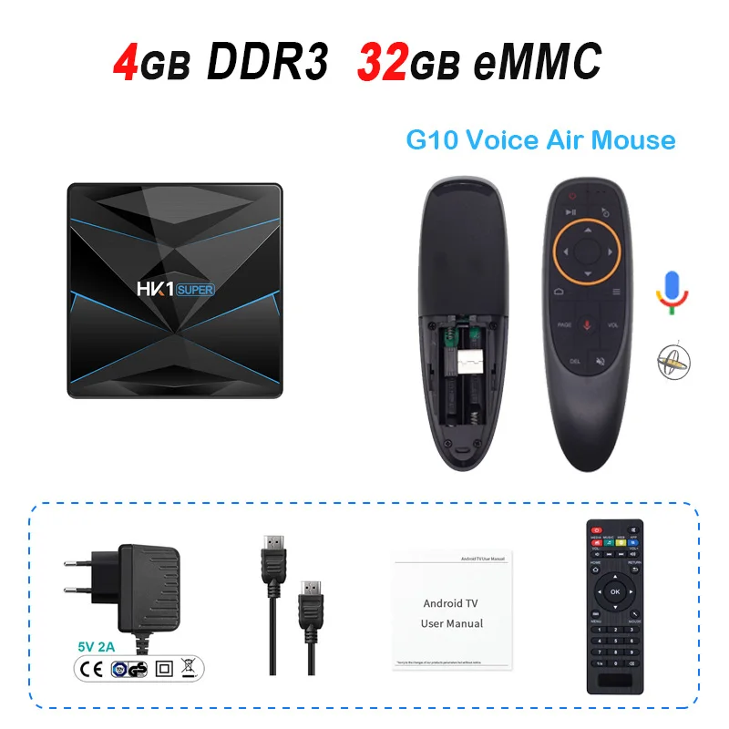 4GB 32GB G10 HK1 Супер смарт ТВ коробка 4 Гб 128 ГБ Android 9,0 ТВ-бокс на Rockchip RK3318 64 ГБ 32 ГБ ТВ коробка Google Assistant 4K 3D HD 2,4G/5G двойной Wifi - Цвет: 4GB 32GB G10