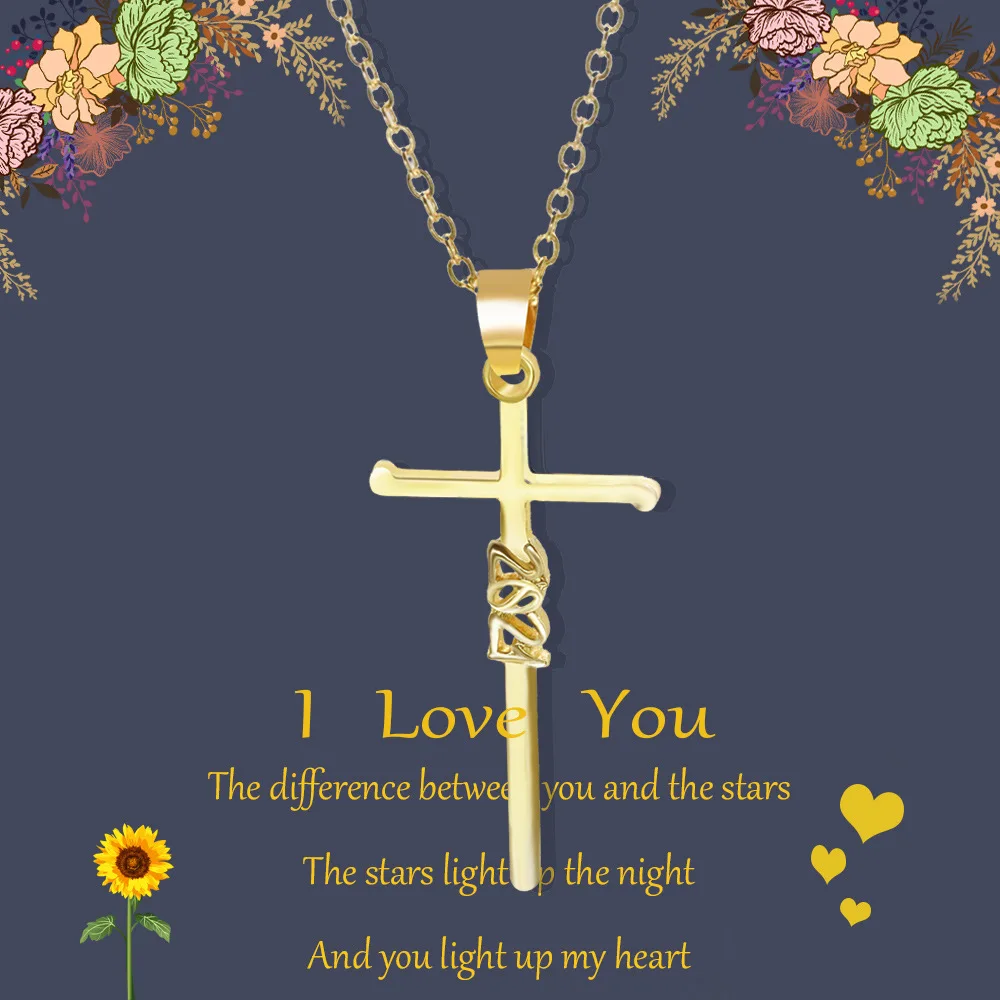 Подарок на день Святого Валентина ожерелье с крестом годовщину для жены