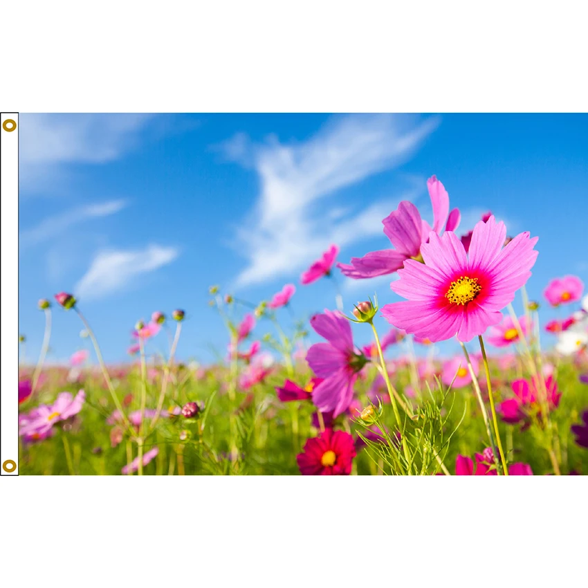 Флаг с весенними цветами x 90 см баннер яркие цвета украшение для подарка акция