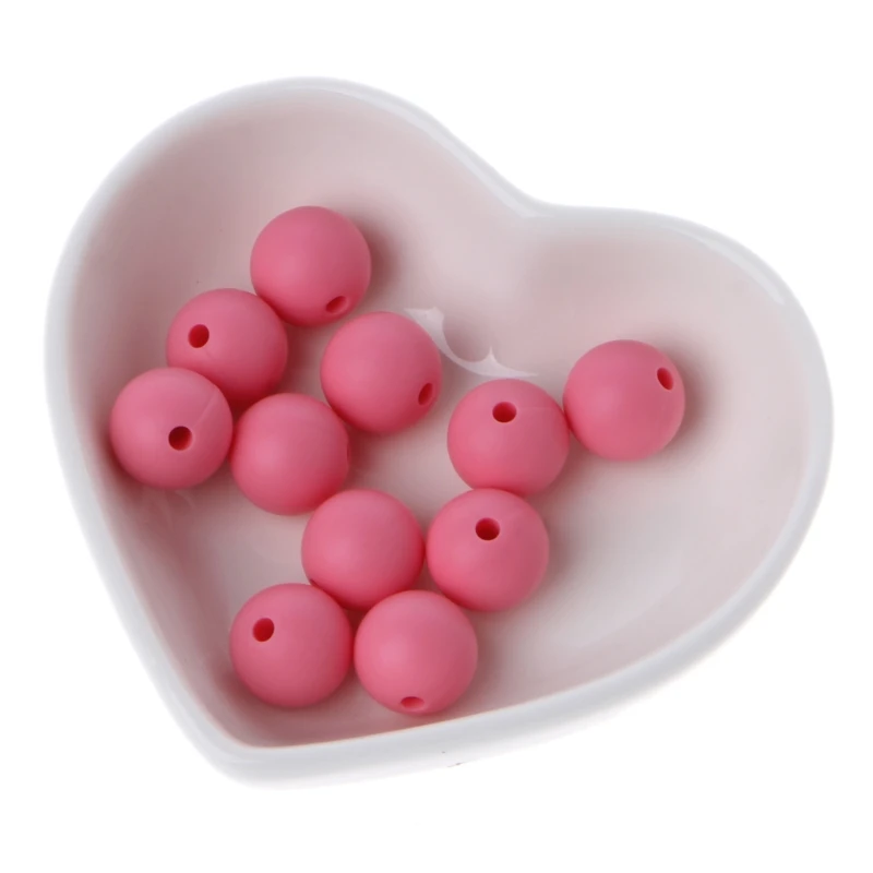 

10Pcs Silicone Marble Round Baby Teether Bead DIY Teethers Necklace Baby Care