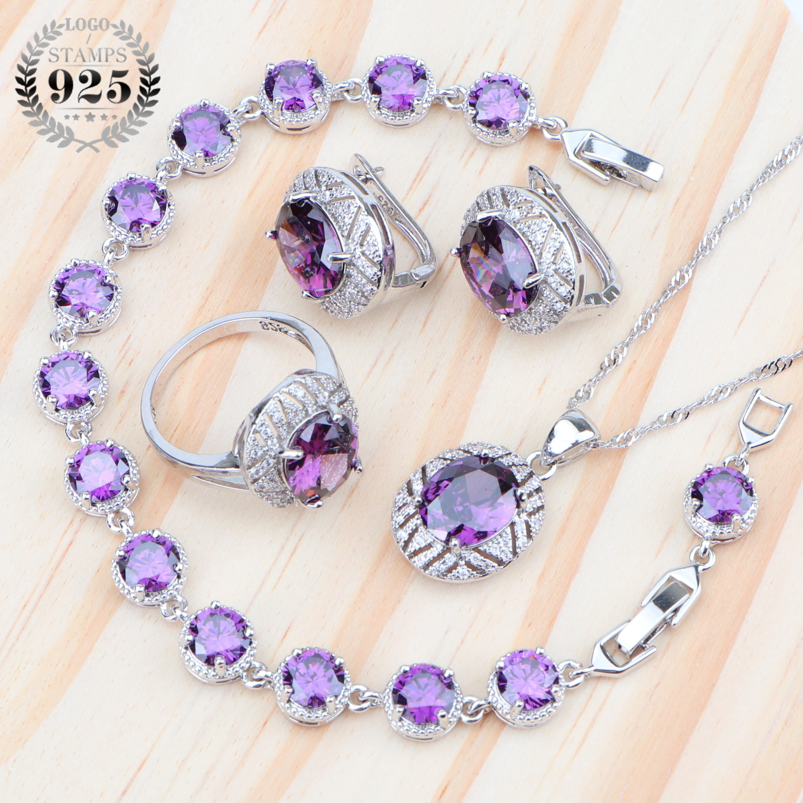 Женские Ювелирные наборы из кубического циркония свадебные серебряные