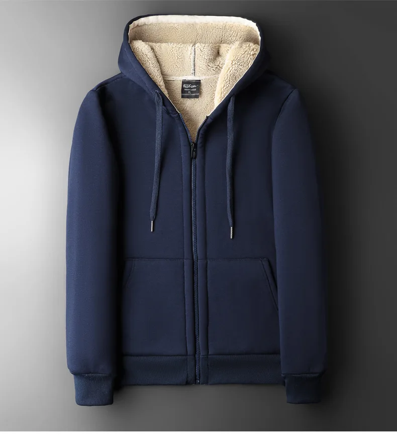 

2021 Autumn And Winter New Men's Lamb Cashmere Cardigan Plus Size Sports Velvet Padded Hoodie