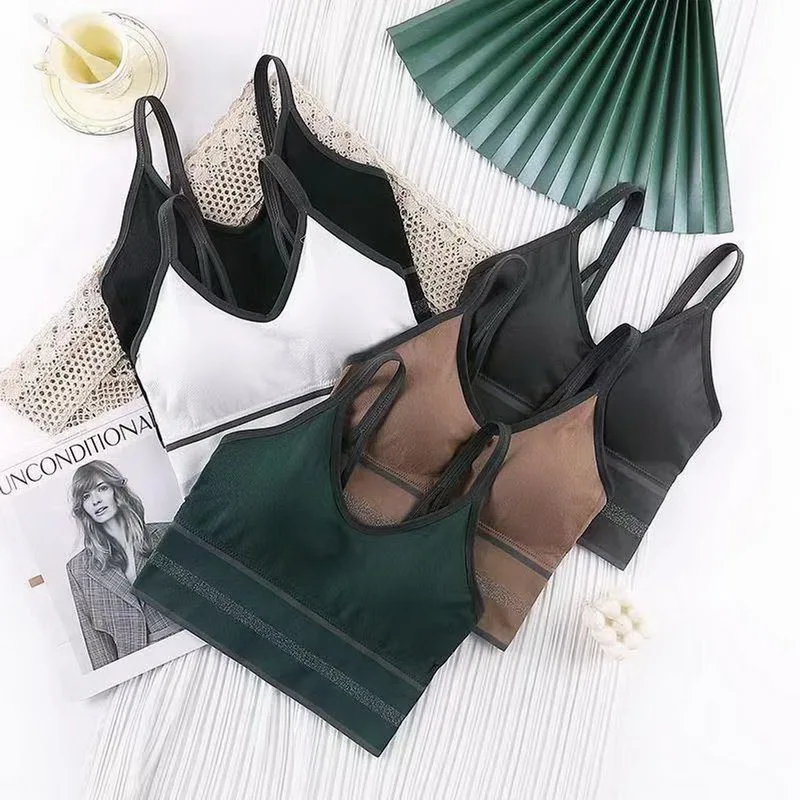 

New Sexy Push UP Bra Woven Wrapped Top Underwear V-Tie Bra Pad Wireless Sports Bra 2021