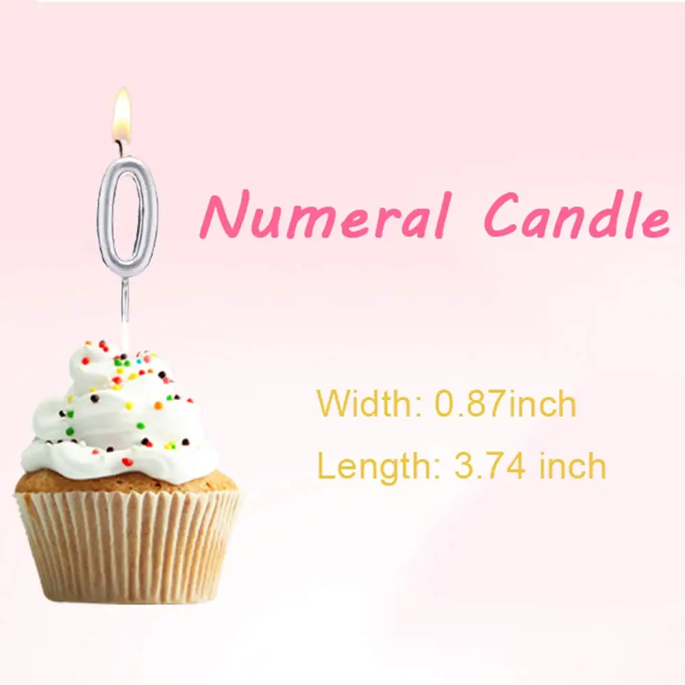 1 шт. Свеча в виде цифр на день рождения для торта серебряные свечи с цифрами 0 9