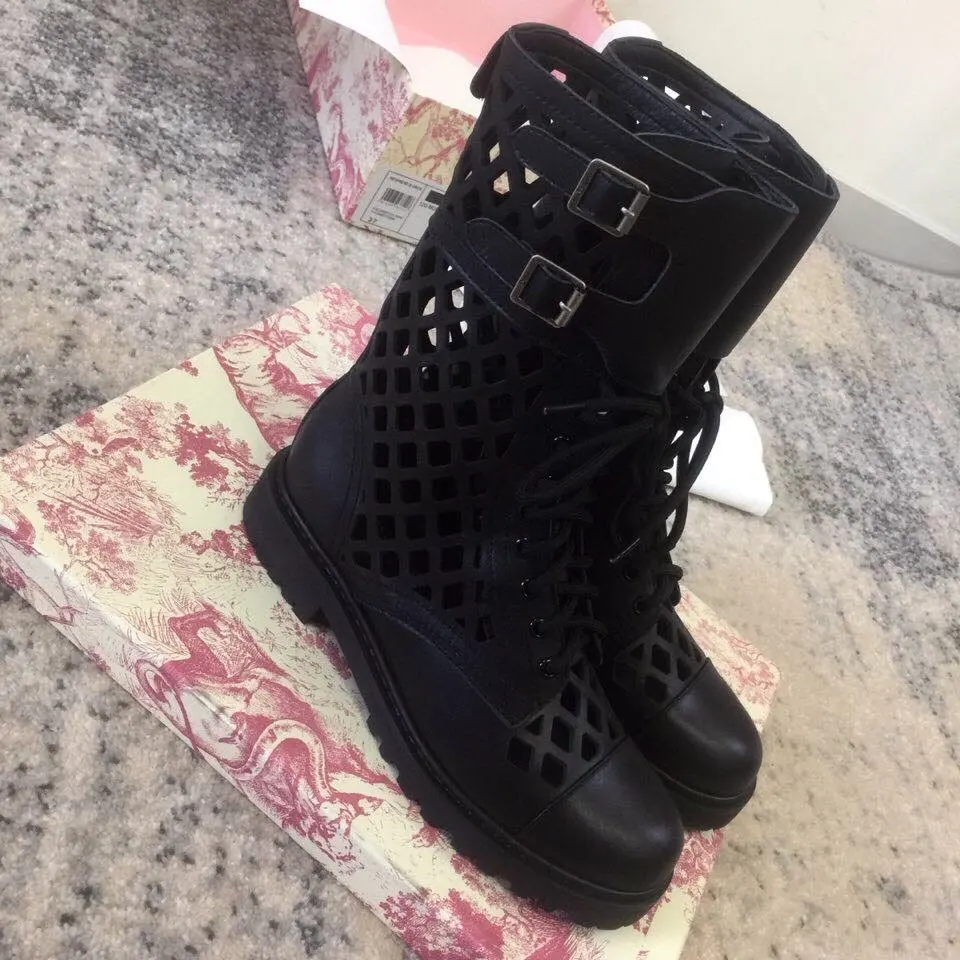 

Hot Sale Shoes Women Spring/Summer Women Boots Genuine Leather Platform Boots Metal Decor Low Heels Women Boots Zapatos De Mujer