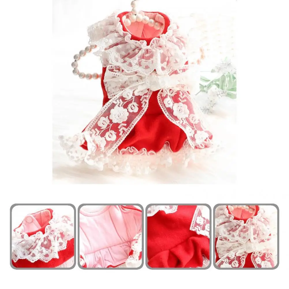 

Pet Winter Clothing Bow-knot Lace Stylish Keep Warm Pet Dog Winter Warm Clothes