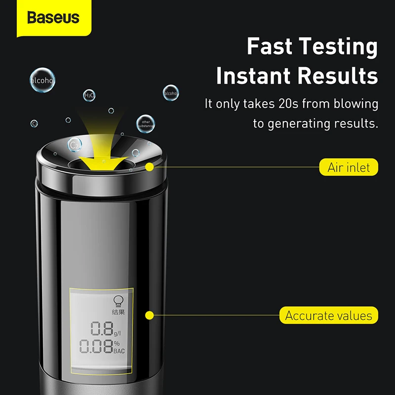 Портативный USB Перезаряжаемый Алкотестер Baseus | Автомобили и мотоциклы