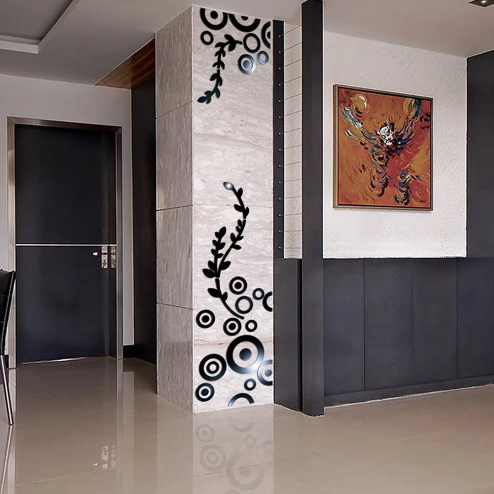 Изысканные цветы 3D зеркальные настенные наклейки Съемная наклейка