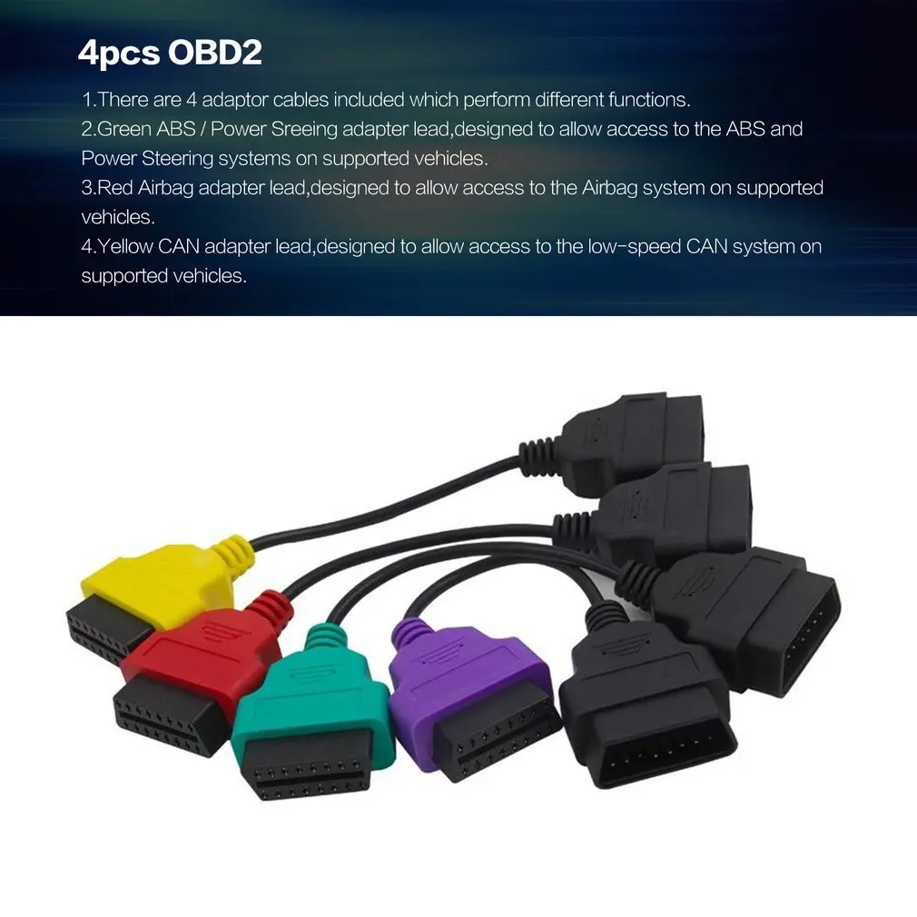 4 шт. OBD2 для сканирования ЭБУ диагностические кабели MultiECUScan адаптер Комплект