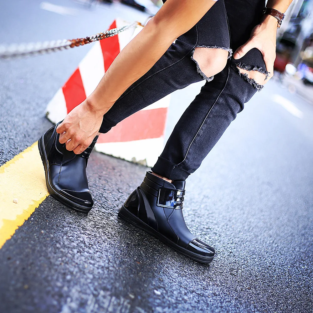 2019 Модные мужские резиновые полуботинки водонепроницаемые ботинки Челси из ПВХ