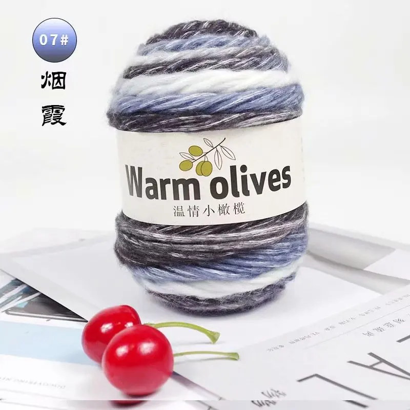 2pcs 100g/ball Dyed red line cake children's baby hand-woven scarf sweater needle rainbow jewelry wool mixed | Дом и сад