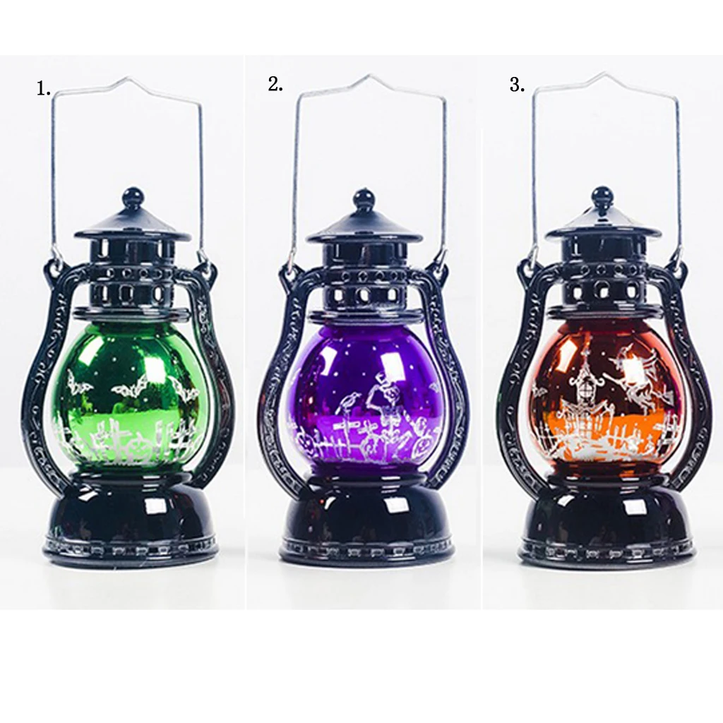 Винтаж Стиль Хэллоуин висит ураган Фонари светодиодный огни Открытый вечерние
