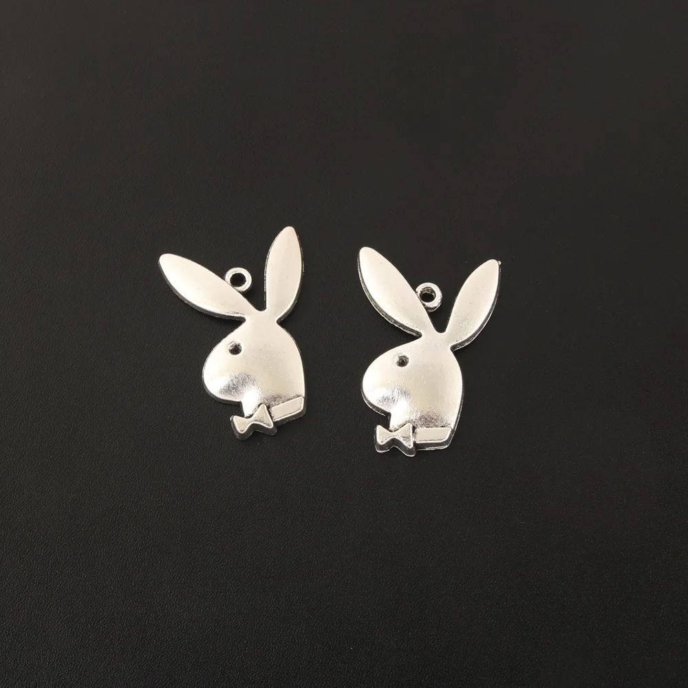 5 шт покрытые серебром Цвет 3D кроликов подвески для головы браслетов и ожерелий DIY