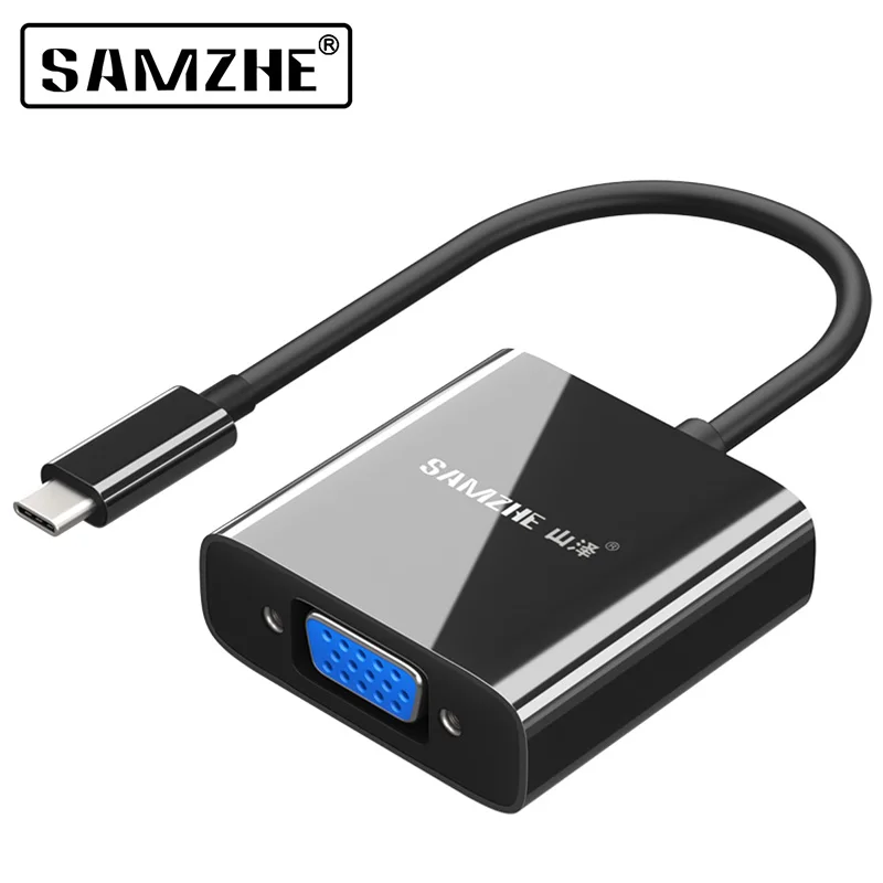 SAMZHE usb type C VGA адаптер type-C к конвертер USB 3 1 для Macbook Chromebook Dell Lumia SAMSUNG S8 Thunderbolt 1080P |