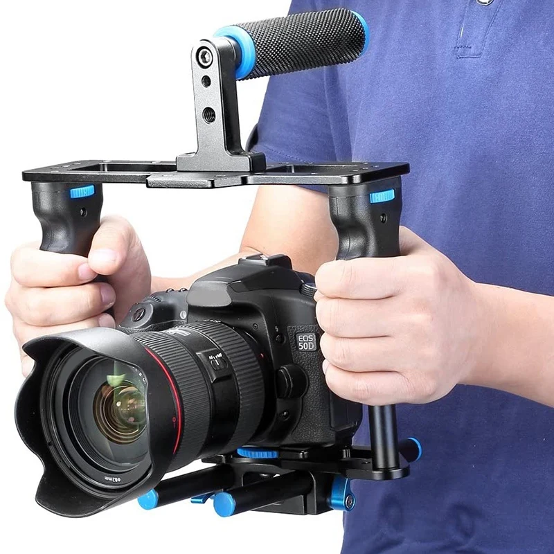

Aluminum Alloy Camera Video Cage Film Movie Making Kit Include:Video Cage,Top Handle Grip ,15mm Rod for DSLR Cameras