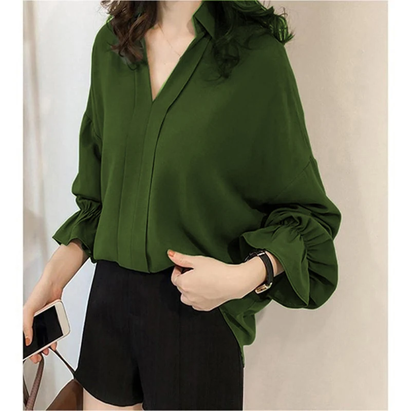 Новинка 2019 осенние Рубашки для женщин одноцветные повседневные офисные женские