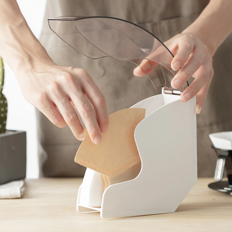

V60 filter paper holder/tapered filter Paper box filtering Paper storage rack stand coffee tools Dust-proof with cover
