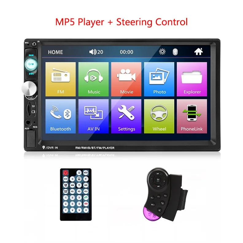 MP5 Player with SC Автомобильный семейный 2 Din автомобильный радиоприемник 7 дюймов HD аудио MP5 мультимедийный контроллер рулевого колеса gps навигационная карта Bluetooth обратное изображение - Цвет: MP5 Player with SC