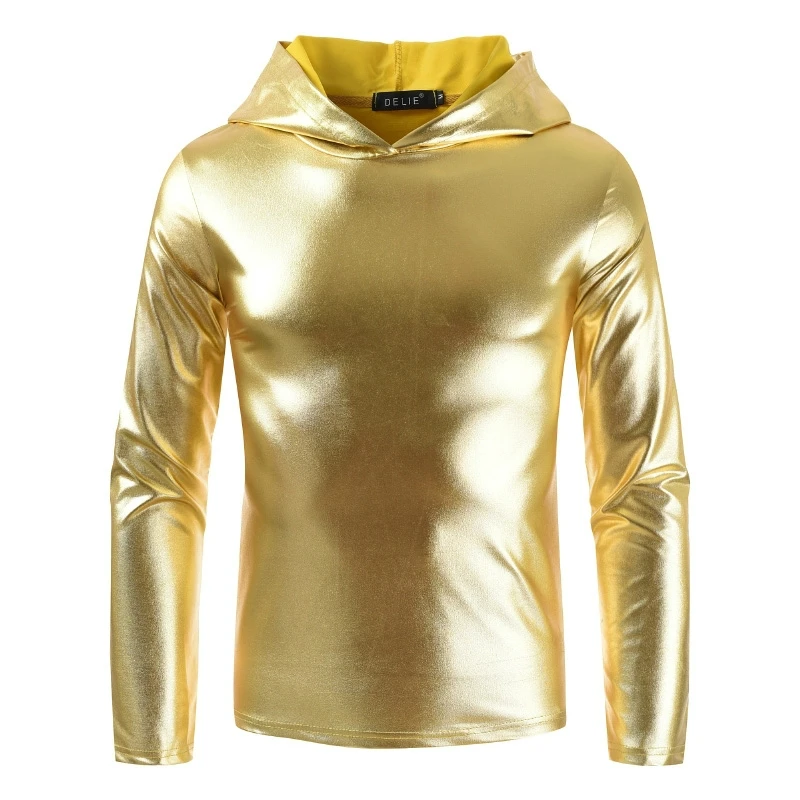 

Men Street Long-sleeved Glossy T-shirt Silver Clothe Shiny Streetwear Long Sleeve T Shirt Men Hip Hop Mens T Shirts Fashion 2020