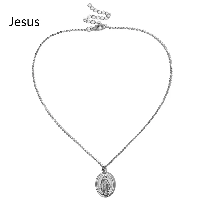Новый Золотой Серебряный винтажный рельефный круглый кулон Иисуса модный свитер
