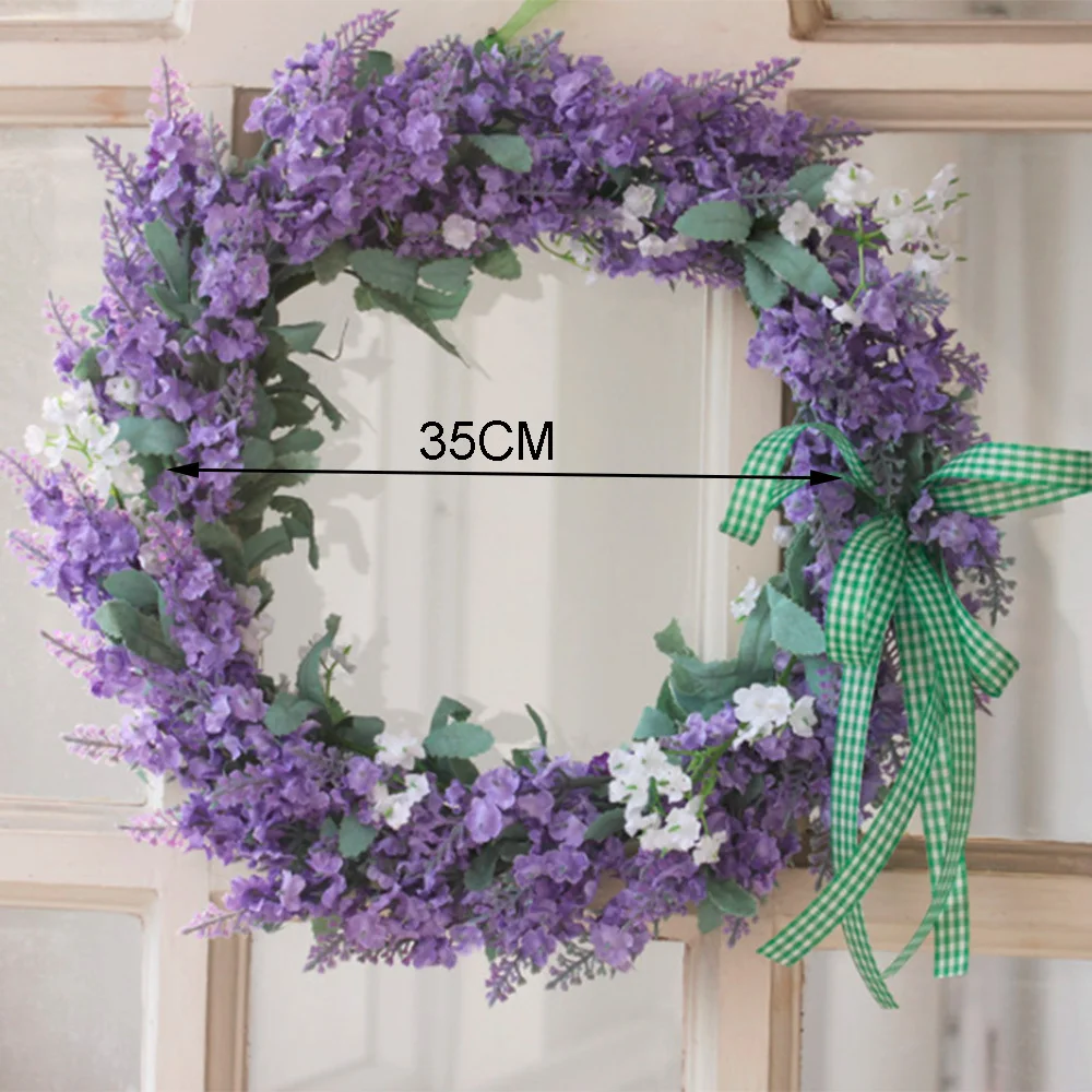 

Artificial Lavender Wreaths Lavender Flower Wreath For Front Door Floral Welcome Door Wreath Wall Wedding Window Decor
