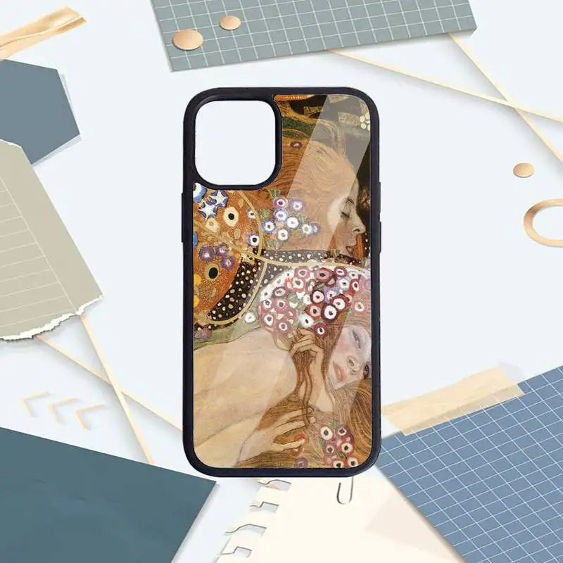 

Kiss By Gustav Klimt Phone Case PC For iPhone 11 12 pro XS MAX 8 7 6 6S Plus X 5S SE 2020 XR Anti-fall protective funda