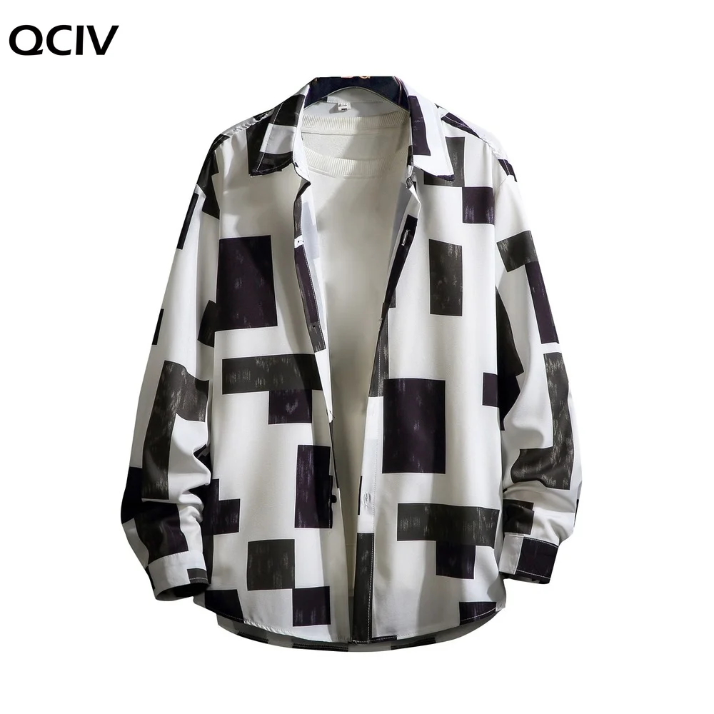 

Spring Shirt For Men Lapel Long Sleeve Shirt Top Blouse Loose Style Floral Lining Plaid Floral Shirt Clothes blusas