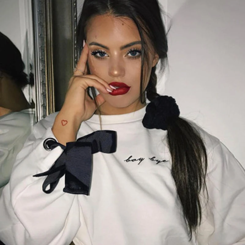 

Oversized Women Hoodies Jumper Sweatshirt Female Pink Cropped Top Spring Kawaii Harajuku Embroidery Letter Loose Pullover