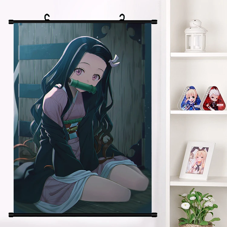 H Аниме демон убийца: Kimetsu no Yaiba Kamado Tanjirou Kamado Nezuko настенный свиток плакат Настенные подвесные плакаты домашний декор - Цвет: H