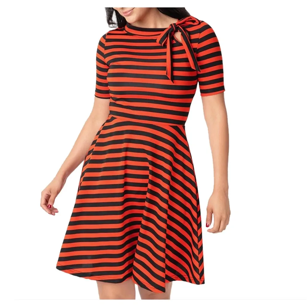 Платье костюм с полосатым принтом для женщин модная футболка короткими рукавами