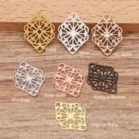 20pcslot 15x20mm silver plated copper hollow out flowers filigree wraps connectors charm findings for jewelry making components