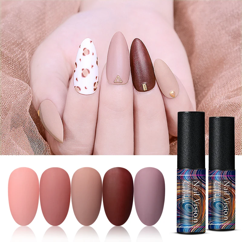 Nail Vision 60 цветов Матовый УФ-гель для ногтей 5 мл чистый цвет матовое верхнее покрытие Впитывающее полуперманентный Гель-лак для ногтей