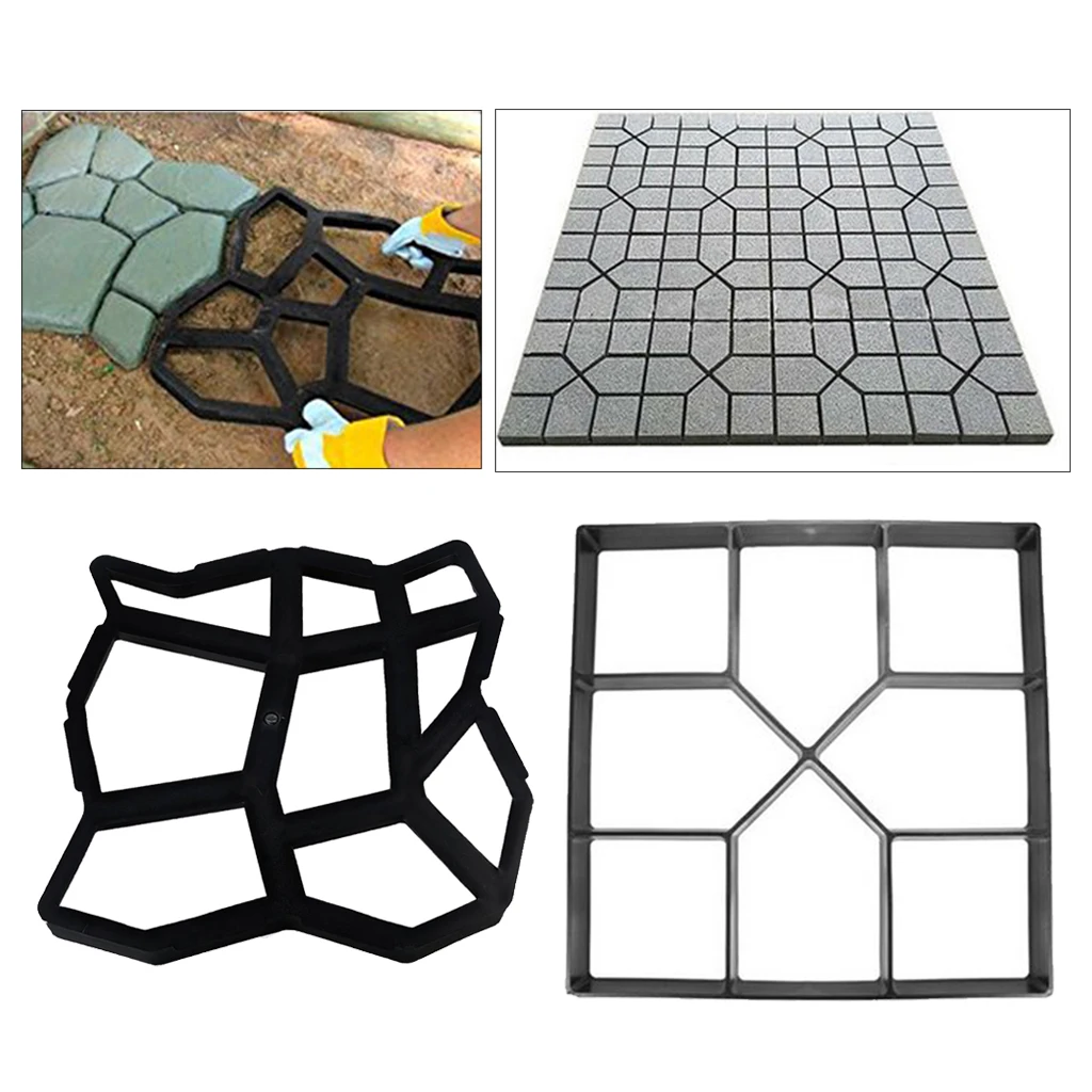 

2 Pieces Garden Pathway Stepping Stones Mold Lawn Backyard Tile Mould Making