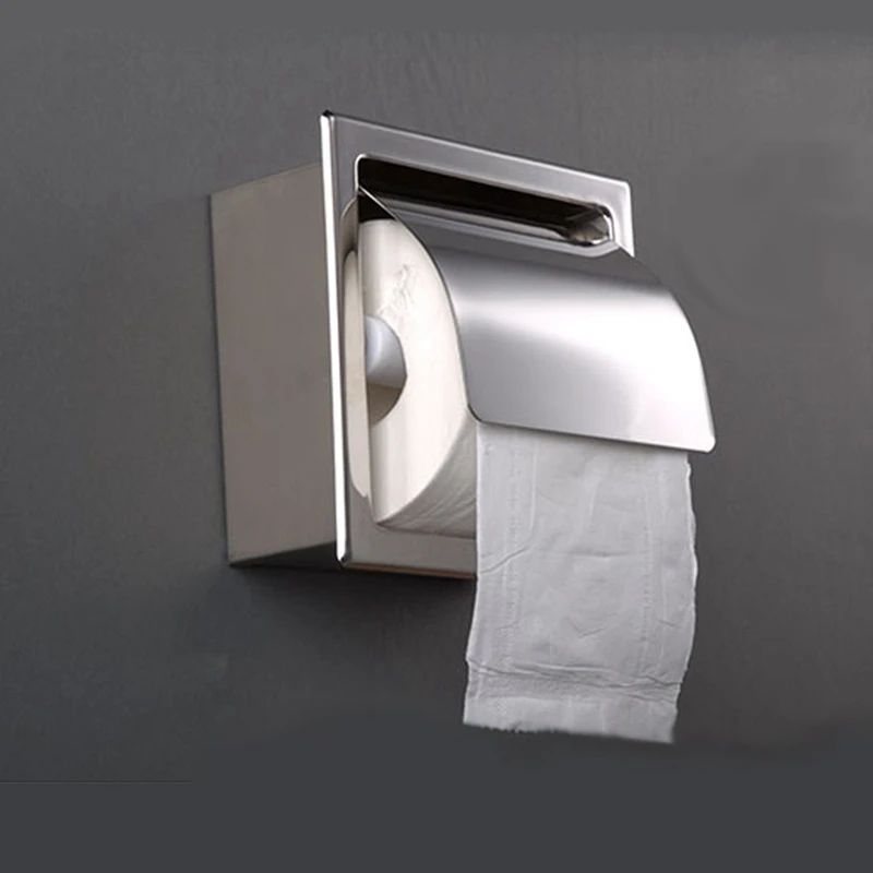 Утопленный держатель для туалетной бумаги из нержавеющей стали настенный в