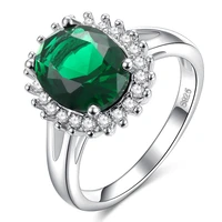 classic 925 silver jewelry rings oval emerald zircon gemstones finger ring for women wedding party gift accessories wholesale