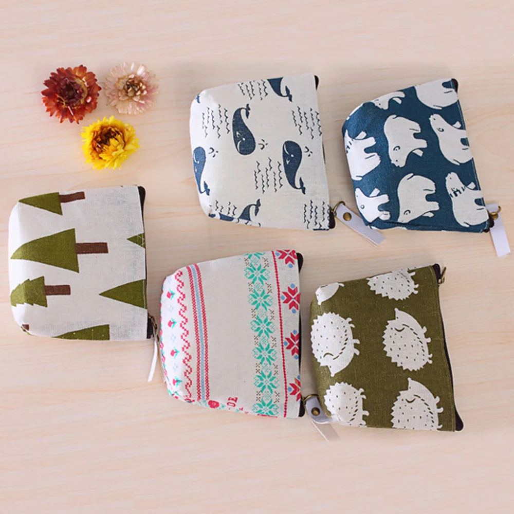 Cotton Linen Fabric Portable Women Coin Purse Travel Cosmetic Bag Fashion Wallet Storage Beauty Accessories Home Tools | Дом и сад