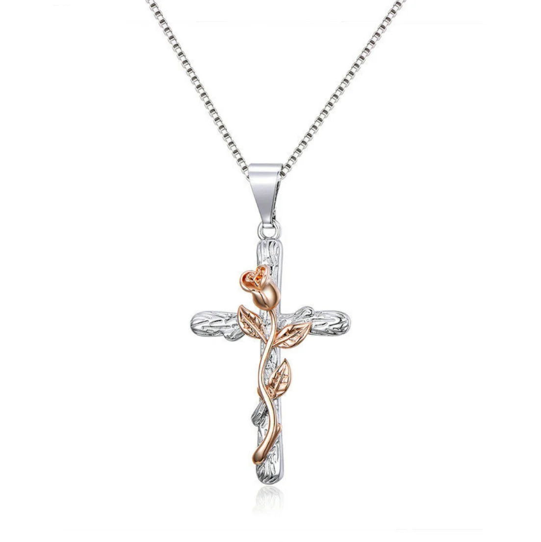 

2021 new classic cross necklace rose flower woven sweet and romantic everyday all-match pendant necklace