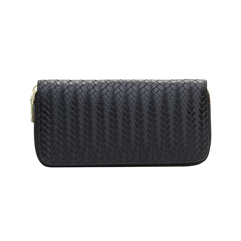 

Women's Long-Style Zipper Bag Woven Wallet Clutch Mobile Coin Purse