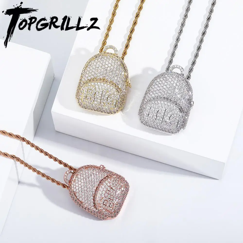 

TOPGRILLZ 2020 New Bag Pendant Necklace With 4MM Tennis Chain High Quality Micro Pave Iced Out Cubic Zirconia Hip Hop Jewelry