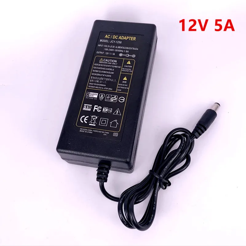 Универсальный адаптер питания для светодиодной ленты 12 В 5 А 110 240 в перем. Тока на
