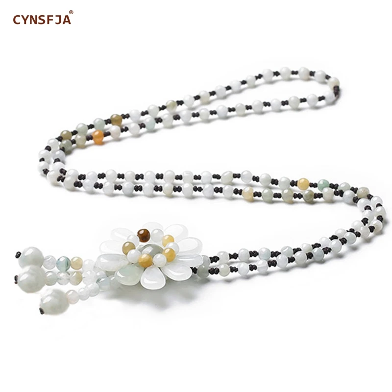 CYNSFJA настоящие сертифицированные ожерелья из натурального нефрита женские