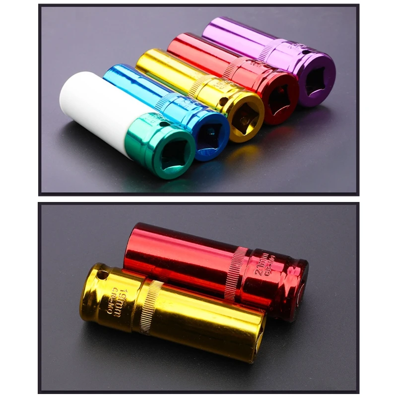 

5pcs/set Colorful Tire Protection Sleeve Wheel Wall Deep Impact Nut Sockets Auto Repair Hardware Tool