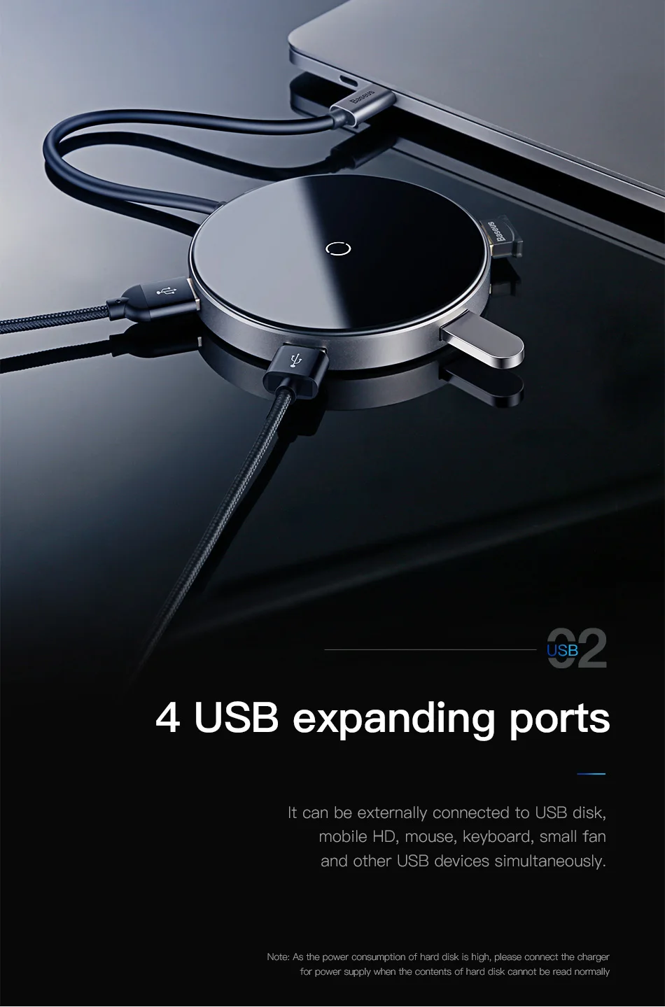 Baseus USB Type C HUB to HDMI 4k USB 3.0 HUB Type-c PD Power Adapter For MackBook Pro Air Qi Wireless Charger USB-C Splitter HAB