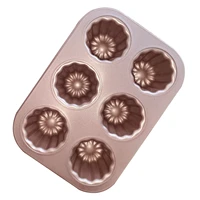 6 cups diy cupcake baking tray tools non stick steel mold egg tart baking tray dish muffin cake mould round biscuit pan