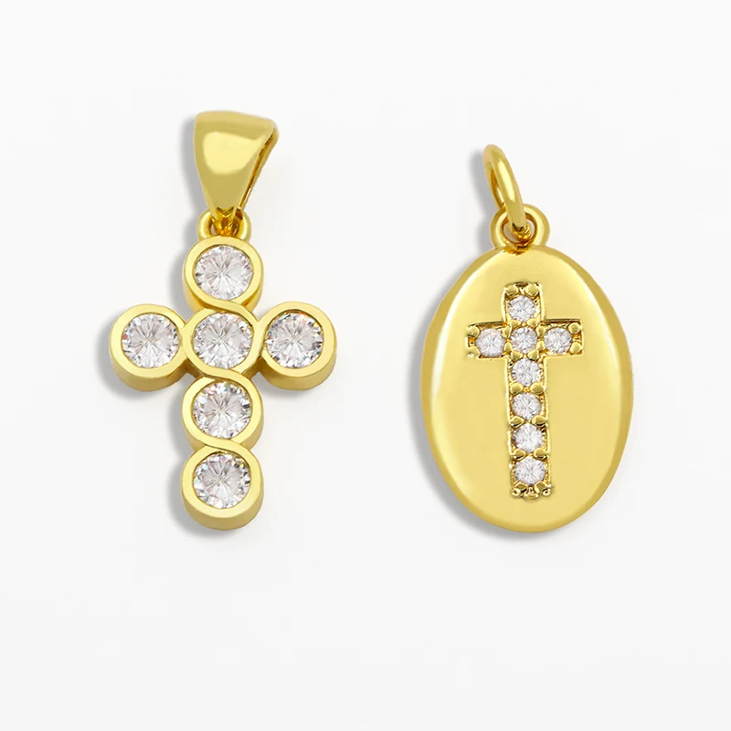 Подвеска-Крест OCESRIO, для самостоятельного изготовления ювелирных изделий, с золотым наполнителем, разные цвета, pdta014